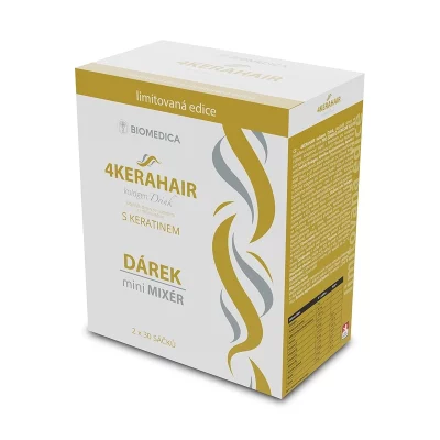 Biomedica 4KERAHAIR Kolagen Drink s keratinem 2x30 sáčků + mini mixér