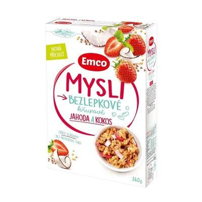 Emco Mysli bezlepkové jahoda a kokos 340 g