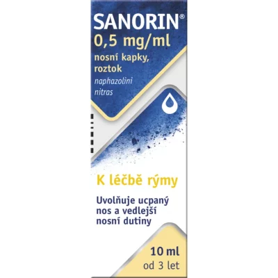 Sanorin 0,5 mg/ml nosní kapky, roztok 10 ml