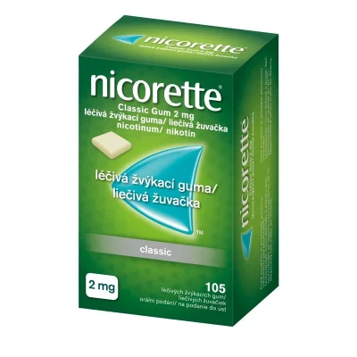 Nicorette Classic Gum 2 mg léčivá žvýkací guma 105 žvýkaček