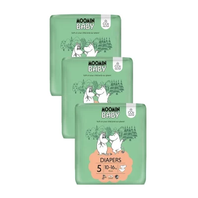 Moomin Baby 5 Maxi 10–16 kg měsíční balení eko plen 120 ks