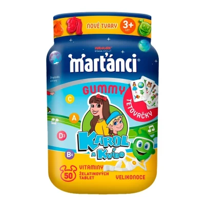 Marťánci Gummy Karol a Kvído Velikonoce 50 želé tablet + tetovačky