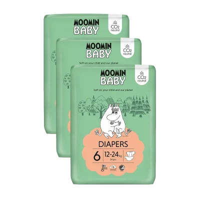 Moomin Baby 6 Maxi 12–24 kg měsíční balení eko plen 102 ks