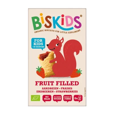 Biskids BIO měkké dětské sušenky s jahodovým pyré 36m+ 120 g