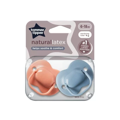Tommee Tippee Dudlík Cherry latex 6-8m 2 ks růžová-modrá