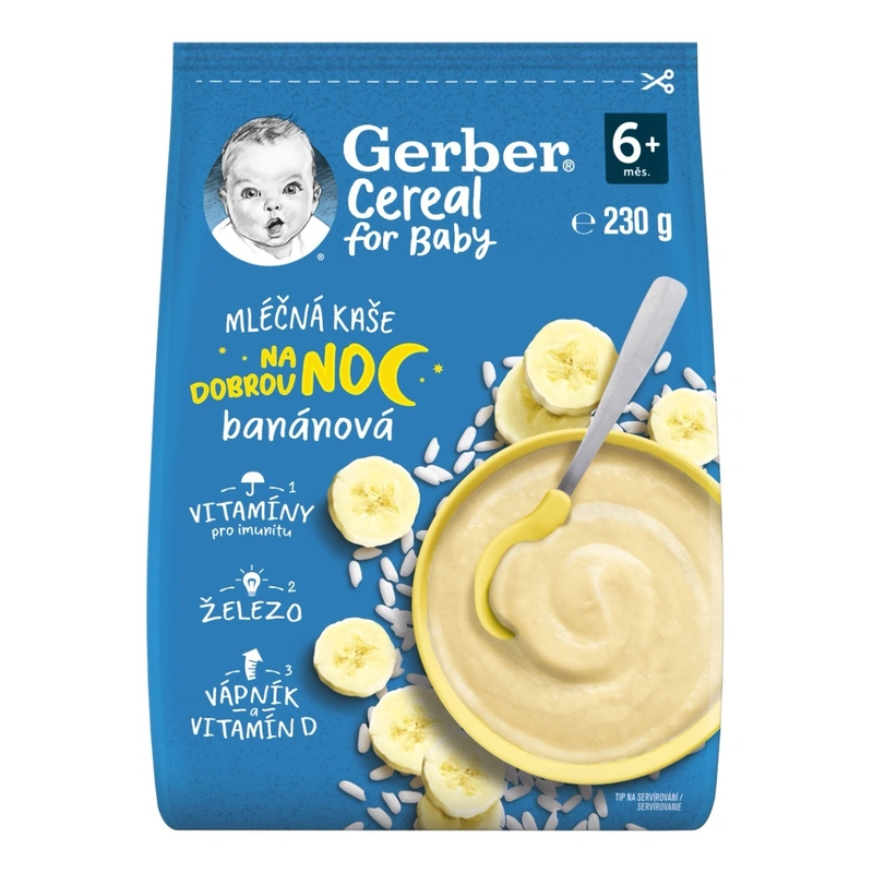 Gerber Cereal Mléčná kaše na dobrou noc banánová 6m+ 230 g