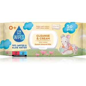 GoWipes Cleanse & Cream Sweet Almond Milk salviette umidificate per bambini per pelli sensibili aloe vera 0+ 50 pz