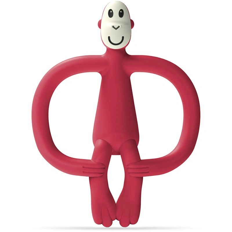 Matchstick Monkey Monkey Teether dentaruolo con spazzolino 2 in 1 Red 1 pz