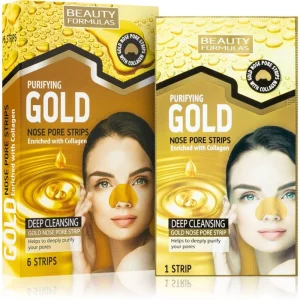 Beauty Formulas Gold cerotto detergente per i pori ostruiti del naso con collagene 6 pz