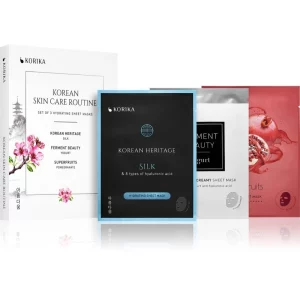 KORIKA KOREAN SKIN CARE ROUTINE SET OF 3 HYDRATING SHEET MASKS set effetto idratante
