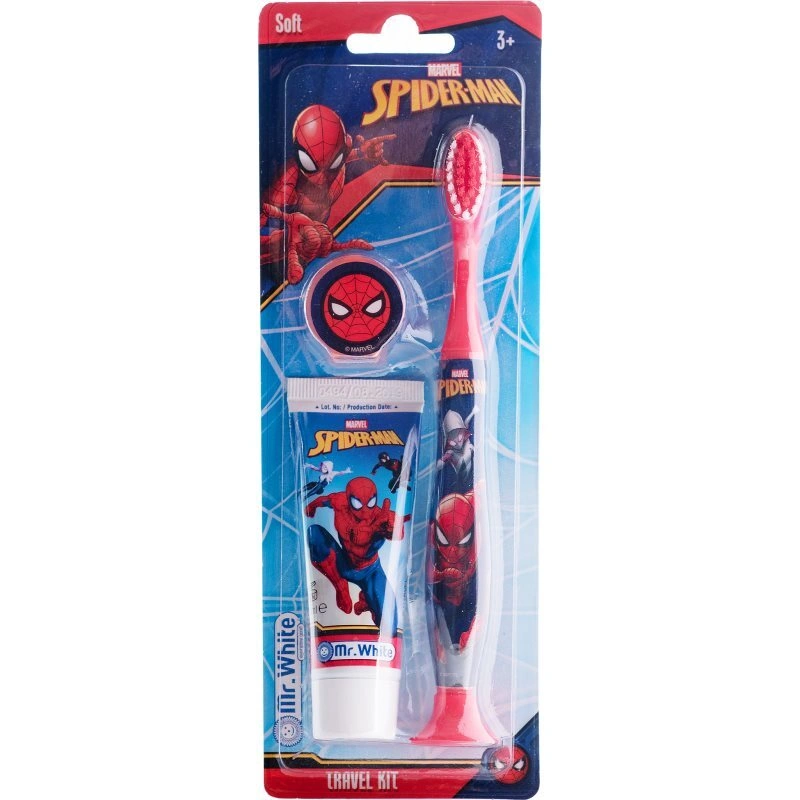 Marvel Spiderman Travel Kit Set per la cura dentale per bambini