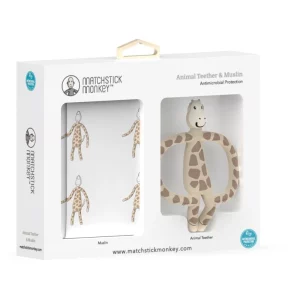 Matchstick Monkey Animal Teether & Muslin Giraffe confezione regalo per bambini