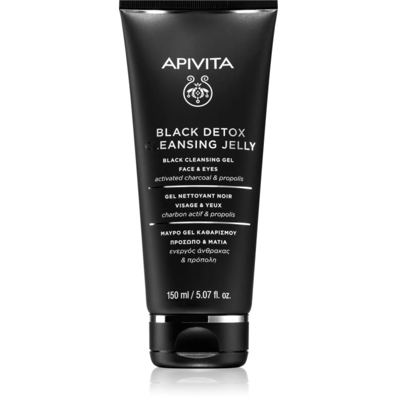 Apivita Cleansing Black Detox Cleansing Gel gel detergente con carbone attivo per viso e occhi 150 ml