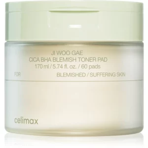 celimax Ji Woo Gae Cica BHA Blemish Toner Pad dischetti esfolianti per pelli sensibili con tendenza all'acne 60 pz