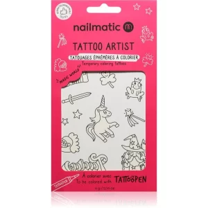 Nailmatic Tattoo Artist Temporary Coloring Tattoos tatuaggio per bambini 3 y+ Magic World 9x16,3 cm