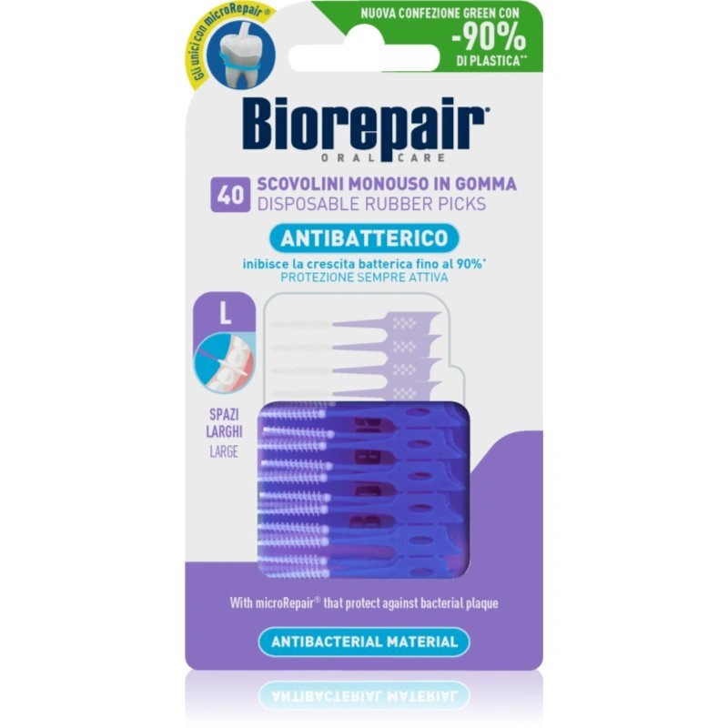 Biorepair Rubber Picks Large stuzzicadenti Purple 40 pz