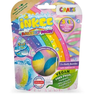 Craze INKEE Rainbow Multipack bombe da bagno effervescenti con olio di mandorle 3 pz