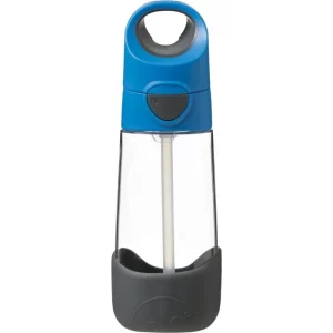 B.Box Bottle with Straw bottiglia con cannuccia Blue Gray 450 ml
