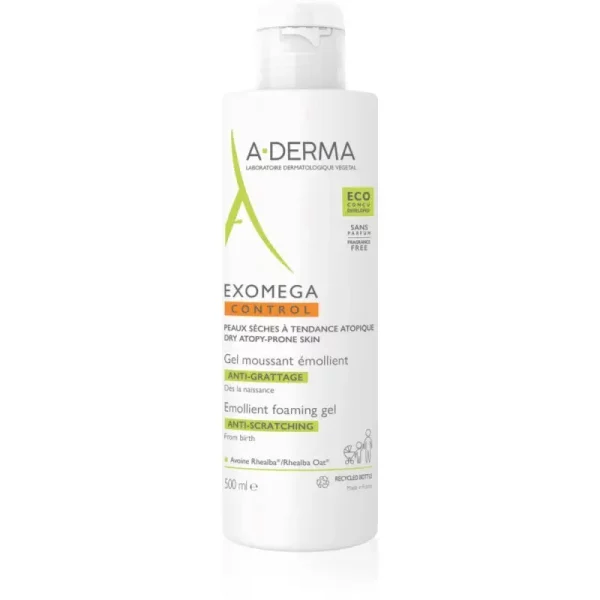 A-Derma Exomega Control Emollient Foaming gel zmiękczający żel pieniący Do cery suchej i atopowej 500 ml