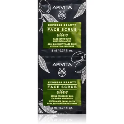 Apivita Express Beauty Exfoliating Face Scrub Olive peeling intensywnie oczyszczający do twarzy 2 x 8 ml