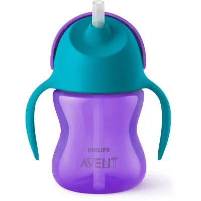 Philips Avent Bendy Straw SCF796/02 9m+ kubek z elastyczną słomką Purple 200 ml