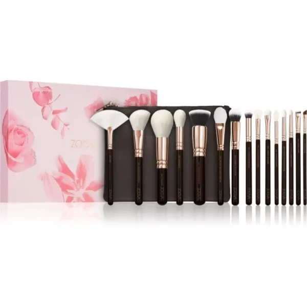 ZOEVA The Artists Brush Set Rose Golden Edition podróżny zestaw pędzli do makijażu z etui