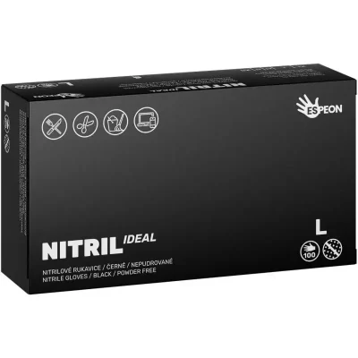 Espeon Nitril Ideal Black rękawiczki nitrylowe bezpudrowe rozmiar L 100 szt.