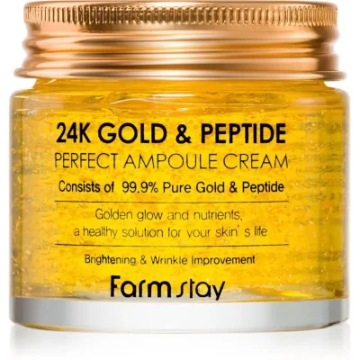 Farmstay 24K Gold & Peptide Perfect Ampoule Cream krem nawilżający przeciw starzeniu się skóry 80 ml