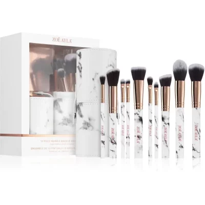 Zoë Ayla Makeup Brush Set Marble 10 Piece zestaw pędzli z etui