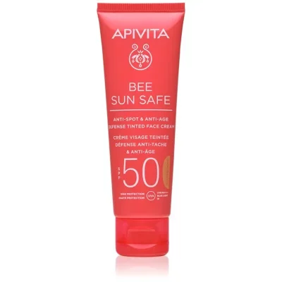 Apivita Bee Sun Safe Anti-Spot and Anti-Age Tinted Face Cream SPF50 ochronny krem tonujący do twarzy SPF 50 odcień Golden 50 ml