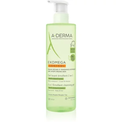A-Derma Exomega Control 2 in 1 emollient cleansing gel żel pod prysznic do skóry suchej i atopowej 500 ml