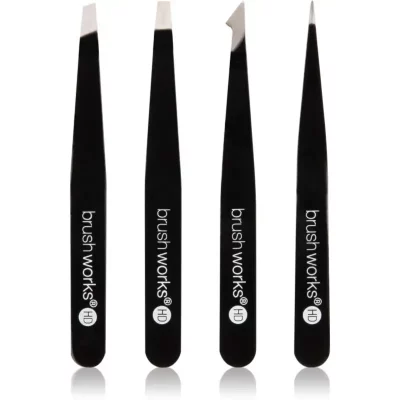 Brushworks The Complete zestaw pęset do brwi Black 4 szt.