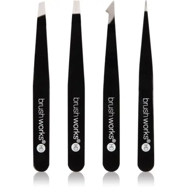 Brushworks The Complete zestaw pęset do brwi Black 4 szt.