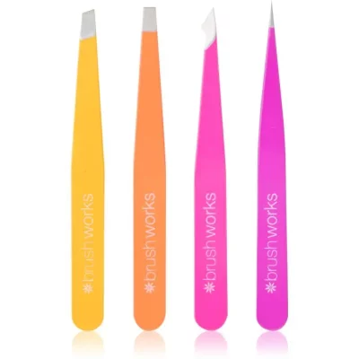 Brushworks Combination Tweezer Set zestaw pęset do brwi typ Brights 4 szt.