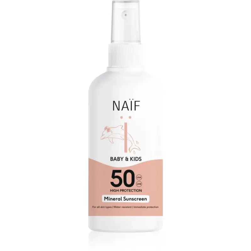 Naif Baby & Kids Mineral Sunscreen SPF 50 spray protector pentru plajă pentru copii 100 ml