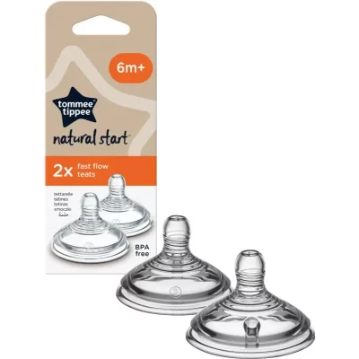Tommee Tippee Natural Start Anti-Colic Teat tetină pentru biberon Fast Flow 6 m+ 2 buc