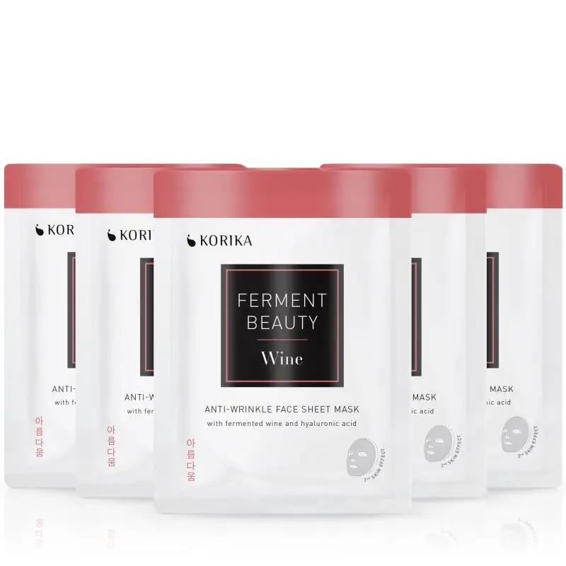 KORIKA FermentBeauty Set of 5 Anti-wrinkle Face Sheet Masks with Fermented Wine and Hyaluronic Acid set de măști de față la un preț mai avantajos