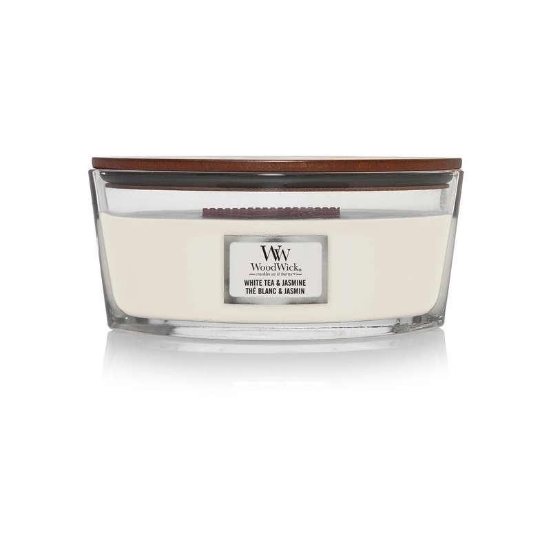 WoodWick Lumânare parfumată White Tea & Jasmine 453,6 g