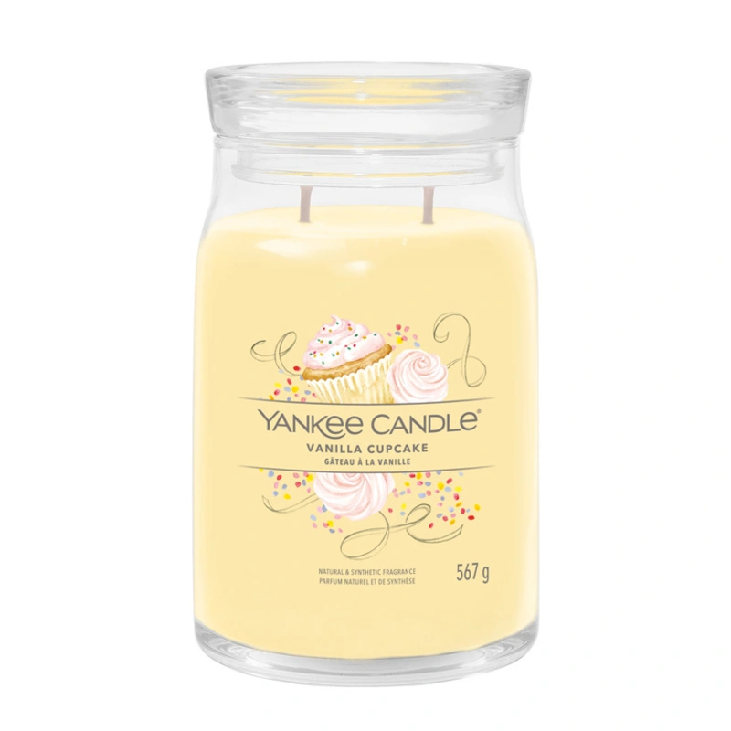 Yankee Candle Lumânare aromatică Signature sticlă mare Vanilla Cupcake 567 g