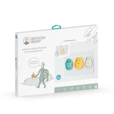 Matchstick Monkey Animal Snack Mat serviciu de masă pentru copii pentru copii Monkey, Lion & Giraffe 3 buc