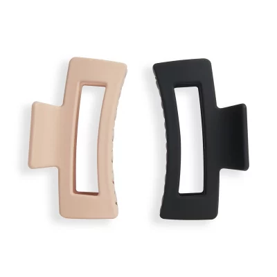 Revolution Clește de păr Nude/Black (Rectangle Matte Clip) 2 buc
