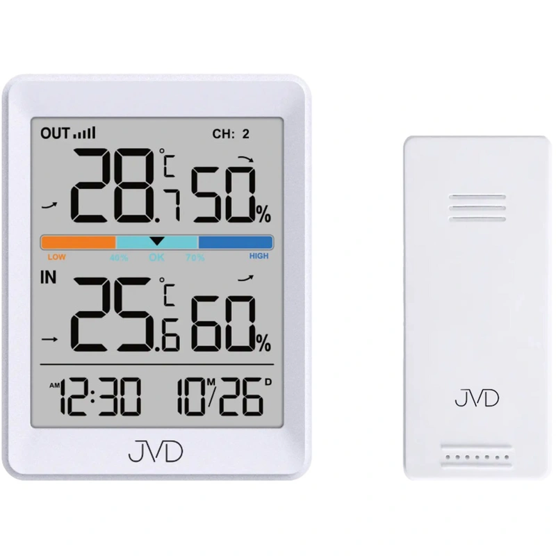 JVD Ceas digital cu termometru și hidrometru T3340.2