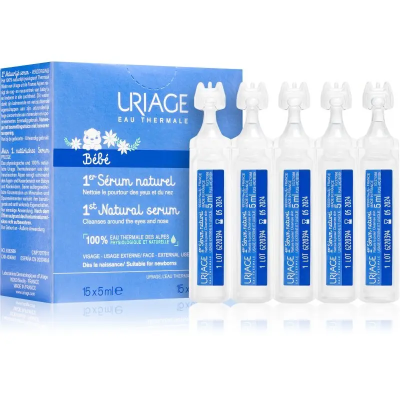 Uriage Bébé 1st Natural Serum ser pentru calmarea ochilor si a mucoasei nazale 15x5 ml