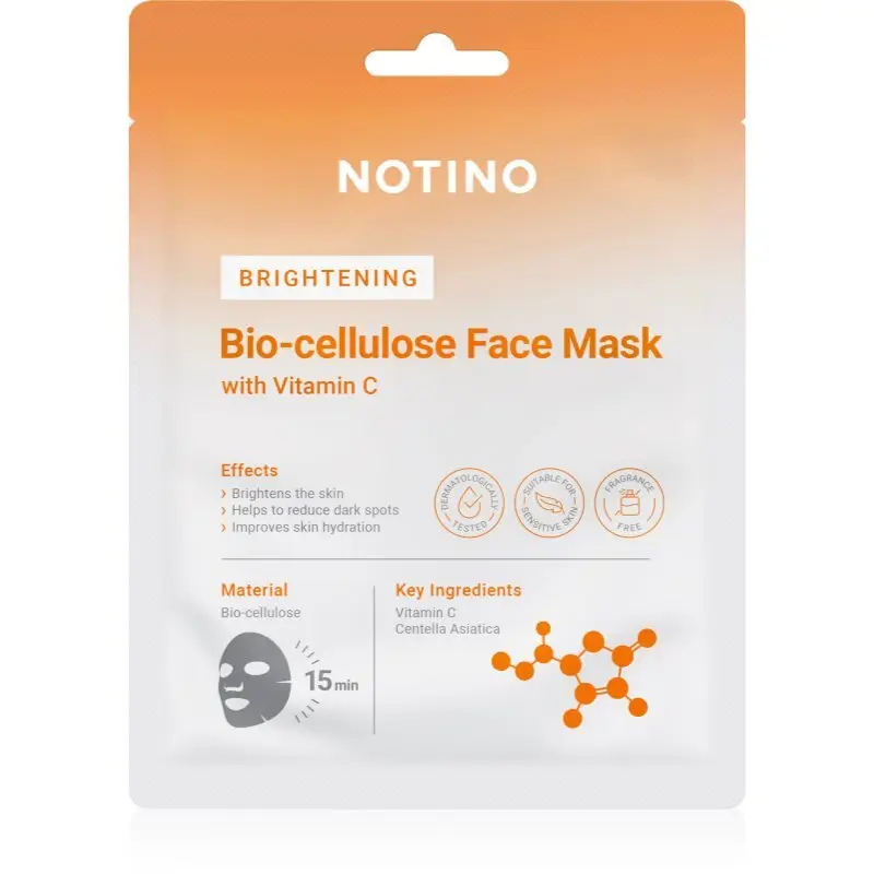 Notino Brightening Bio-Cellulose Face Mask with Vitamin C mască textilă iluminatoare 25 g