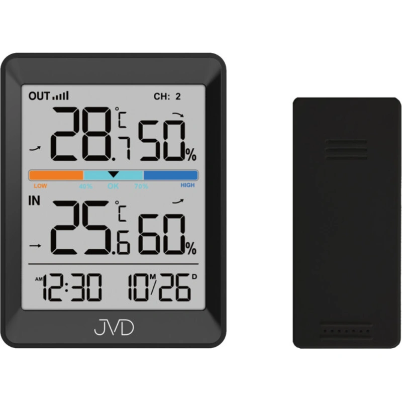 JVD Ceas digital cu termometru și hidrometru T3340.1