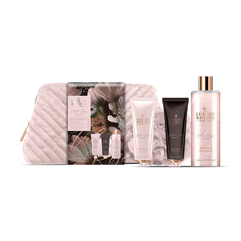 Grace Cole Set cadou pentru îngrijirea corpului cu geantă cosmetică Rose & Bujor 4 buc
