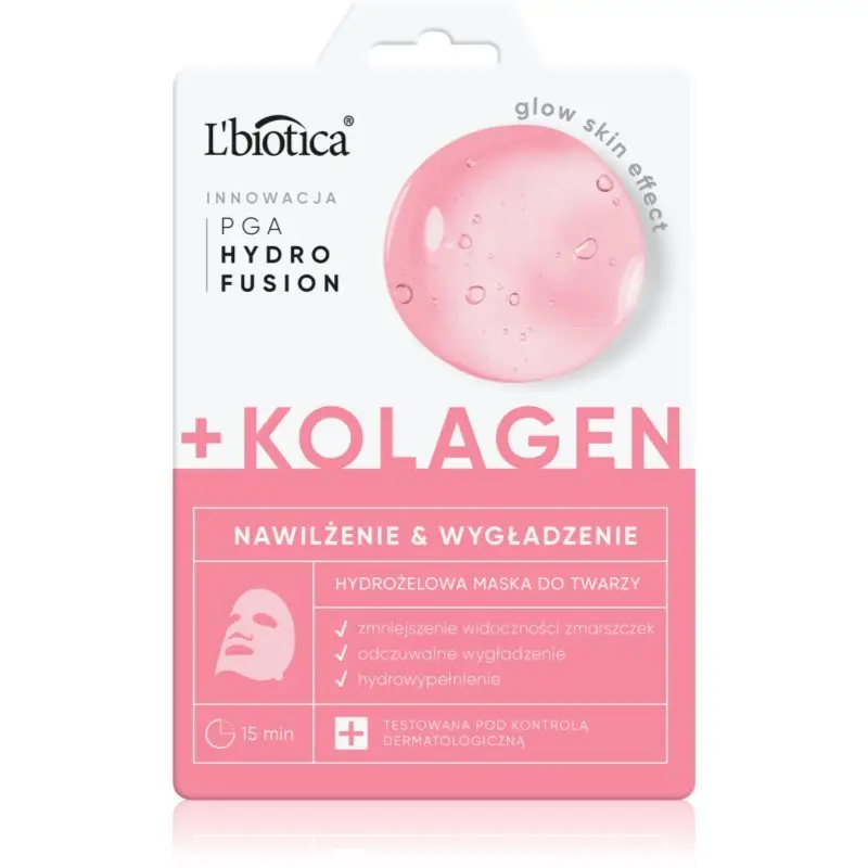 L’biotica PGA Hydro Fusion + Collagen mască intensă cu hidrogel cu efect de netezire 1 buc