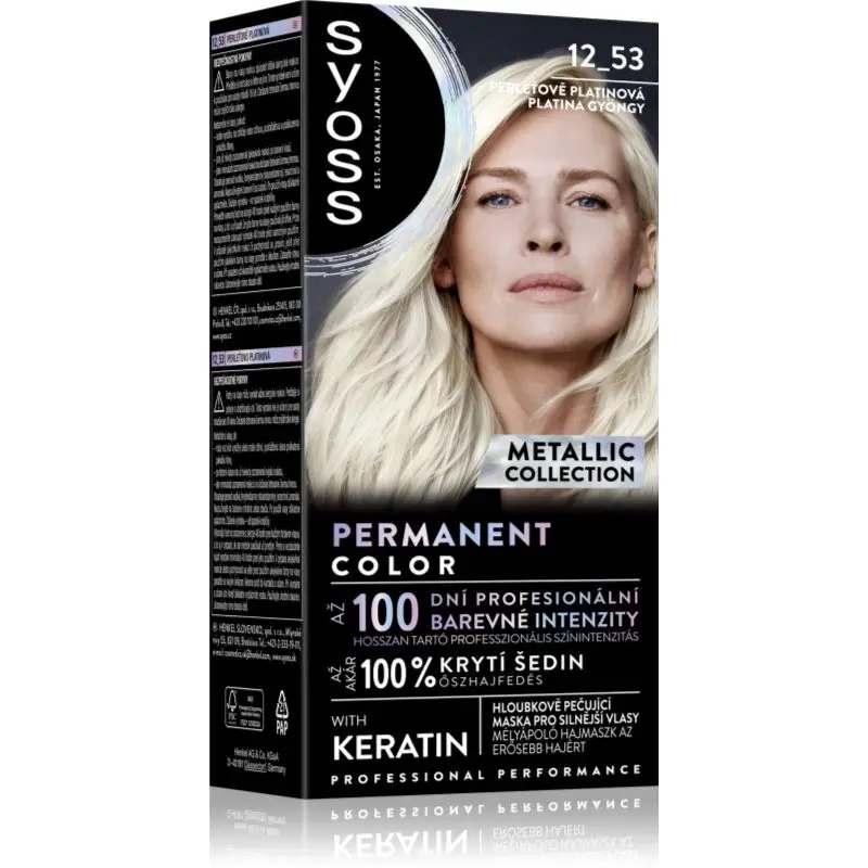 Syoss Color Metallic Collection Culoare permanenta pentru par culoare 12_53 Platinum Pearl 1 buc