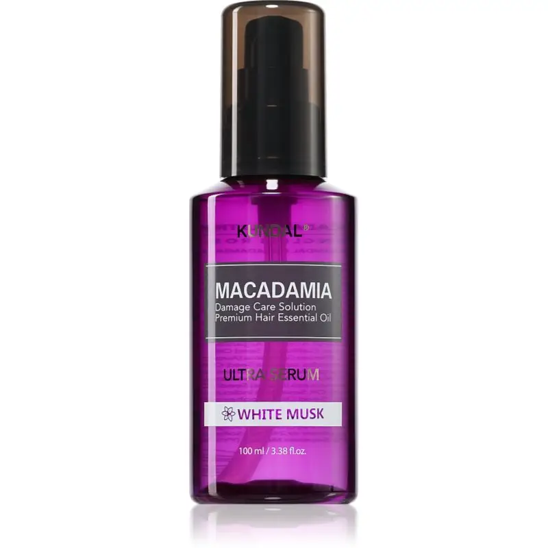 KUNDAL Macadamia Ultra Serum White Musk ser ulei regenerator pentru par deteriorat 100 ml