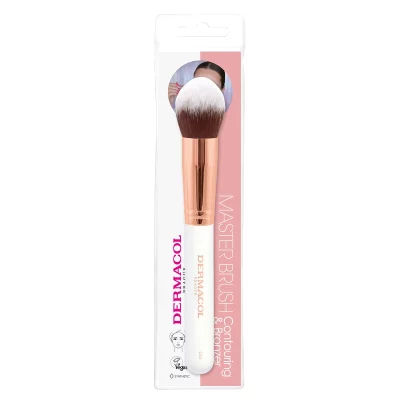 Dermacol Pensulă cosmetică pentru pudră și contururi cu husă Rose Gold D53